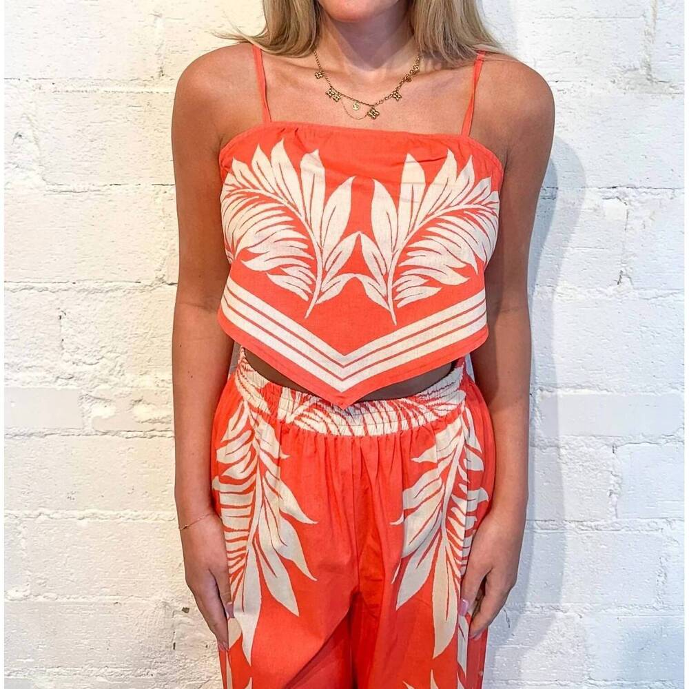 NEW ADELINE tropical vacay top in orange
